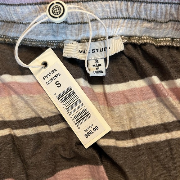 Max Studio Pull On Striped Jersey Knit Casual Skirt Women’s SZ Small Olive NEW - Picture 5 of 6